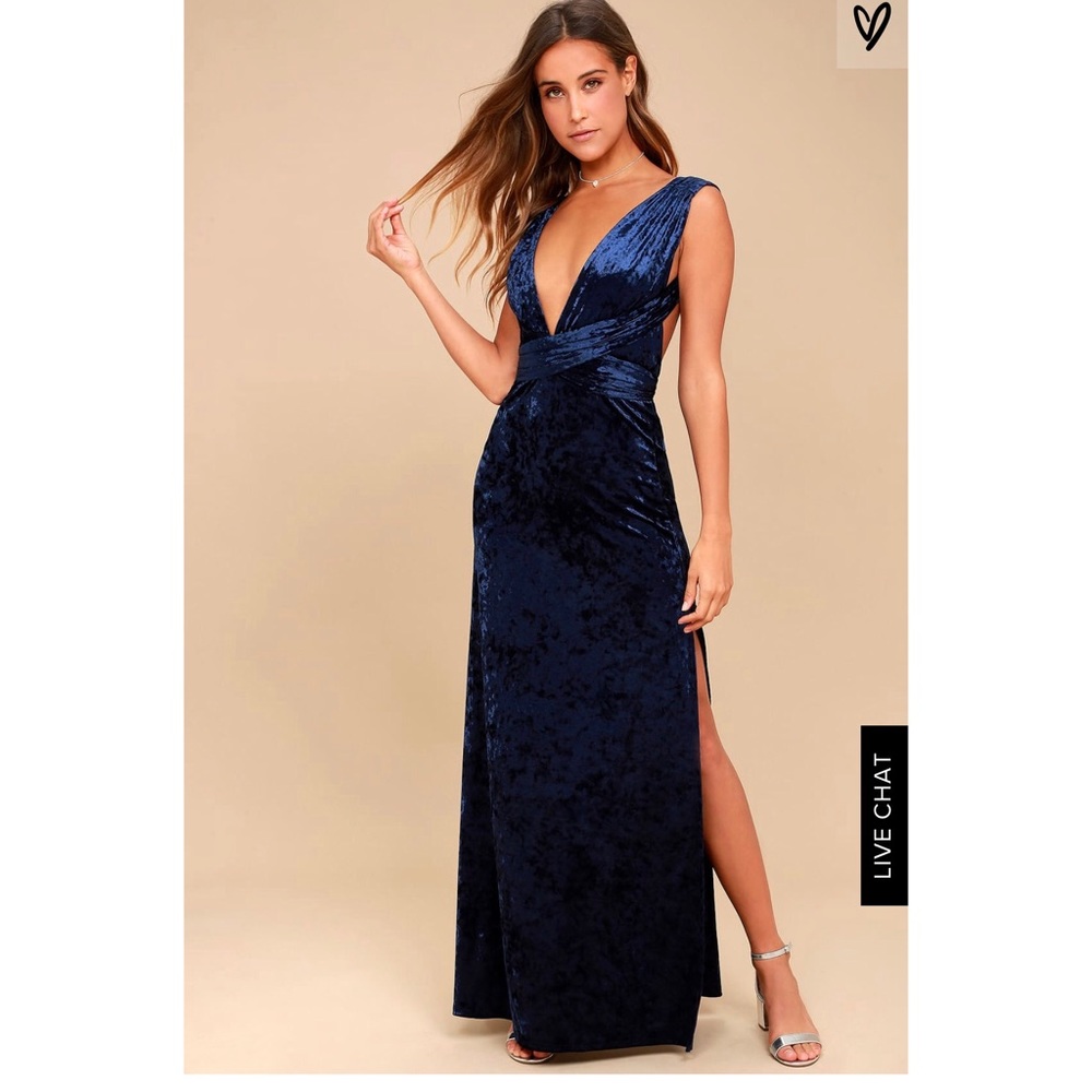 Lulus navy blue velvet convertible maxi dress